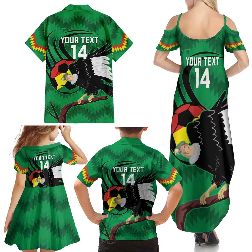 Custom Bolivia Football Family Matching Summer Maxi Dress and Hawaiian Shirt Andean Condor Vamo La Verde