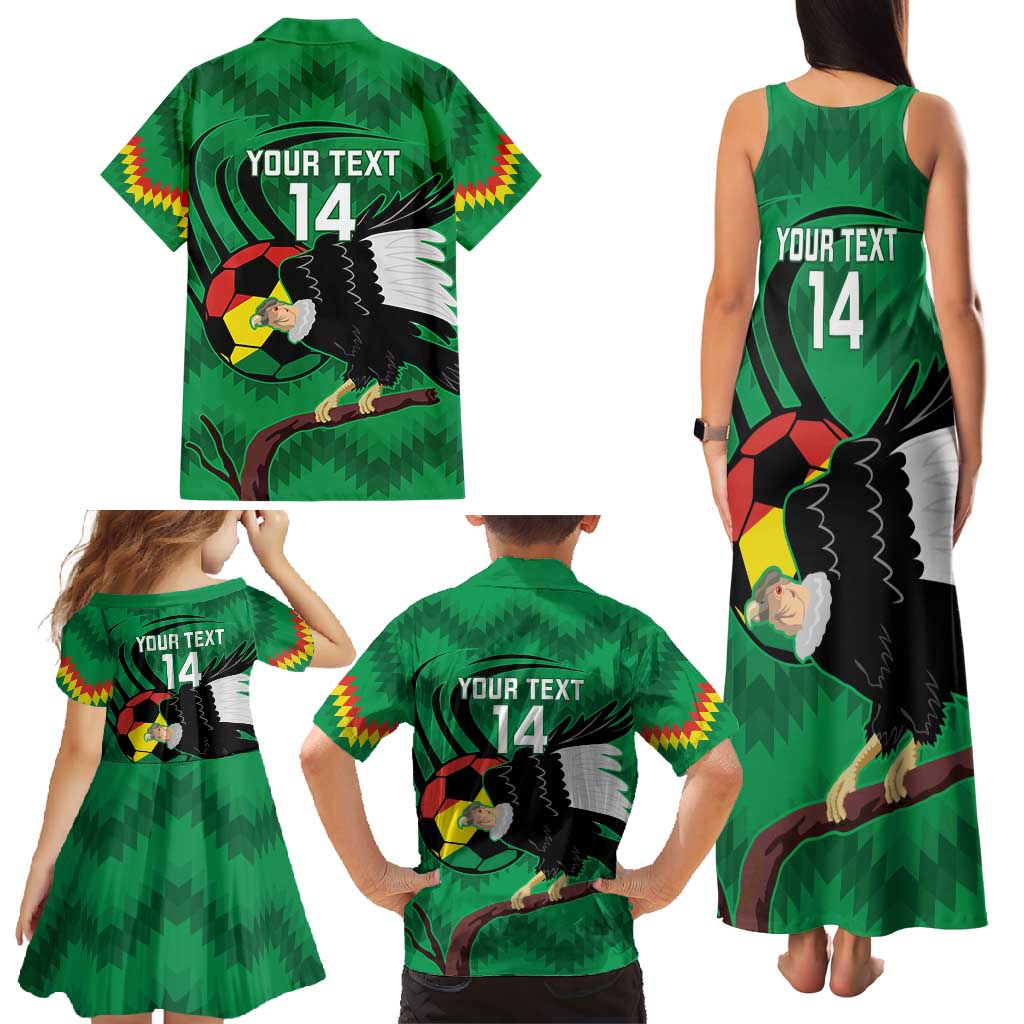 Custom Bolivia Football Family Matching Tank Maxi Dress and Hawaiian Shirt Andean Condor Vamo La Verde