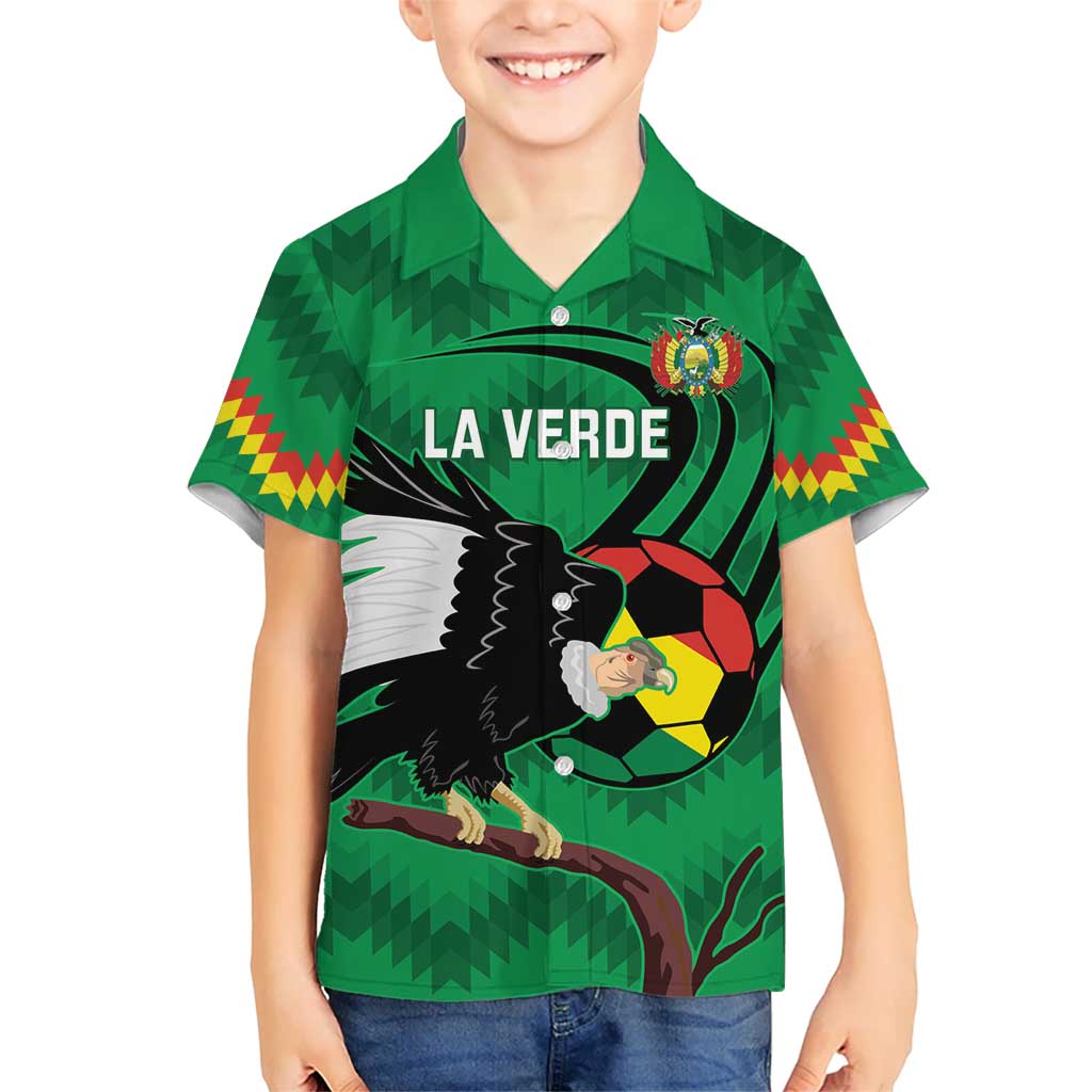 Custom Bolivia Football Kid Hawaiian Shirt Andean Condor Vamo La Verde