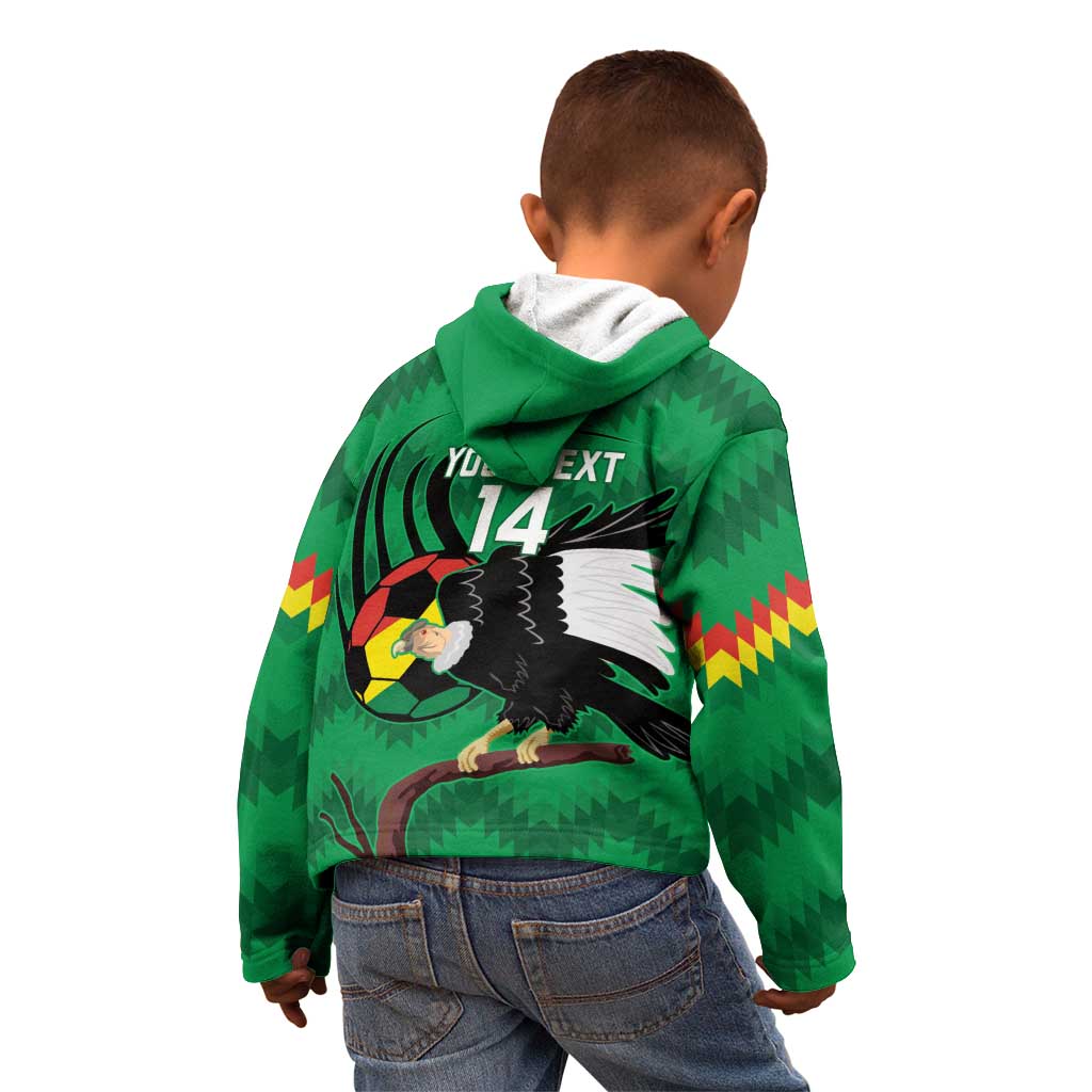 Custom Bolivia Football Kid Hoodie Andean Condor Vamo La Verde