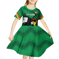 Custom Bolivia Football Kid Short Sleeve Dress Andean Condor Vamo La Verde
