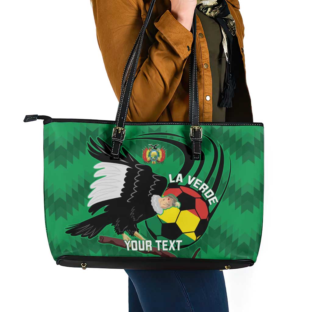 Custom Bolivia Football Leather Tote Bag Andean Condor Vamo La Verde