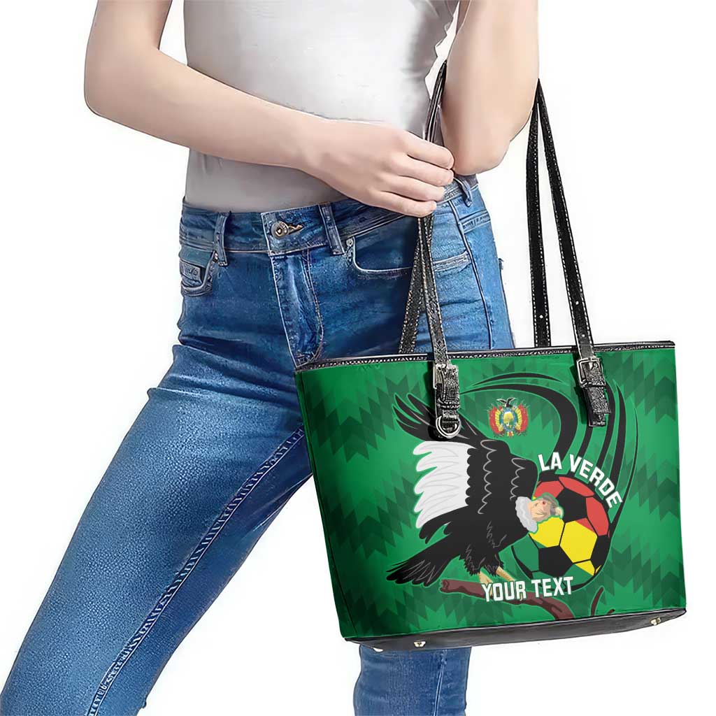 Custom Bolivia Football Leather Tote Bag Andean Condor Vamo La Verde