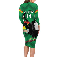 Custom Bolivia Football Long Sleeve Bodycon Dress Andean Condor Vamo La Verde