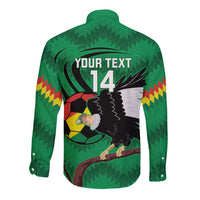 Custom Bolivia Football Long Sleeve Button Shirt Andean Condor Vamo La Verde