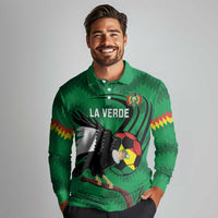 Custom Bolivia Football Long Sleeve Polo Shirt Andean Condor Vamo La Verde