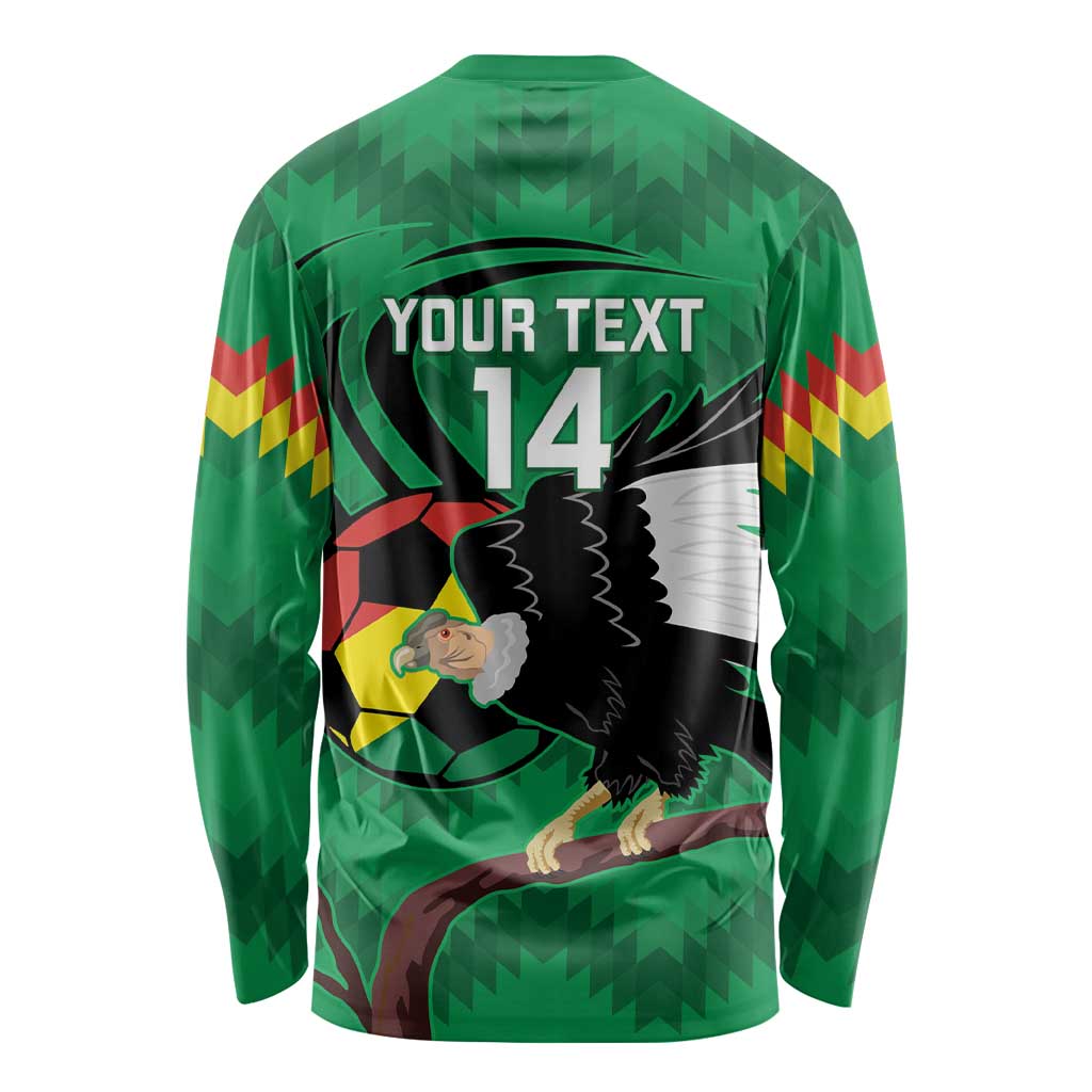 Custom Bolivia Football Long Sleeve Shirt Andean Condor Vamo La Verde