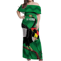 Custom Bolivia Football Off Shoulder Maxi Dress Andean Condor Vamo La Verde