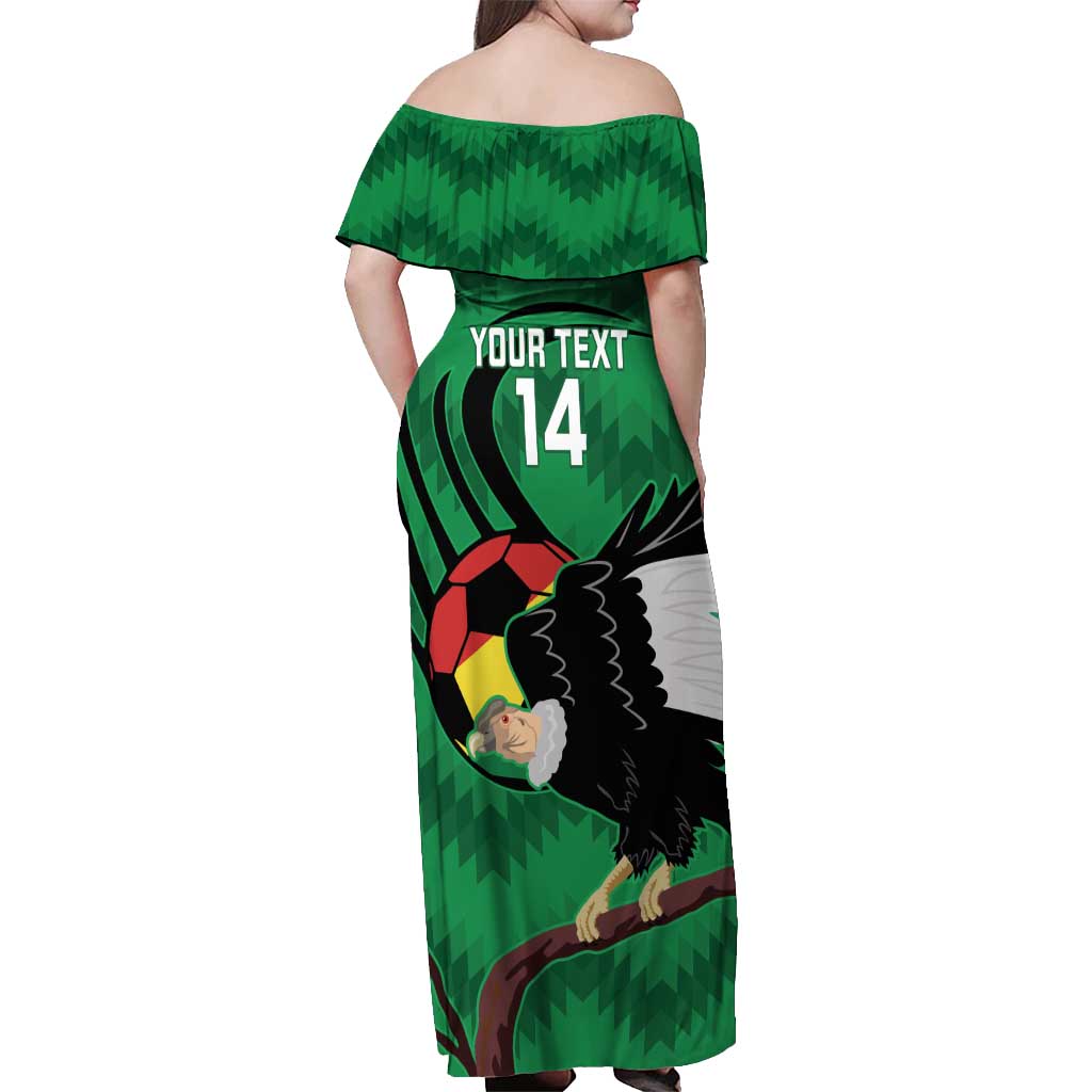Custom Bolivia Football Off Shoulder Maxi Dress Andean Condor Vamo La Verde