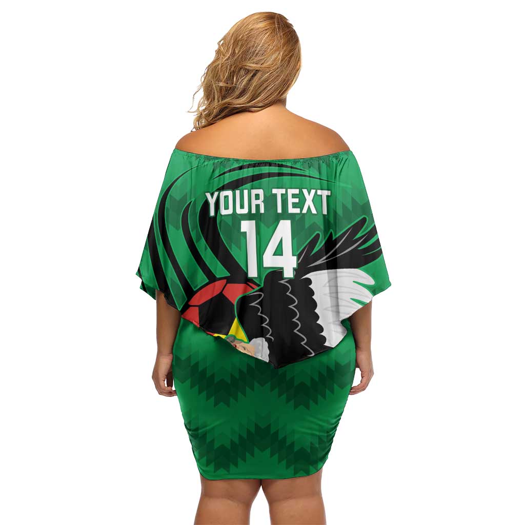 Custom Bolivia Football Off Shoulder Short Dress Andean Condor Vamo La Verde