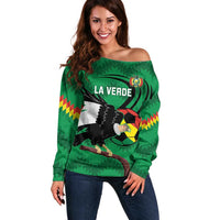 Custom Bolivia Football Off Shoulder Sweater Andean Condor Vamo La Verde