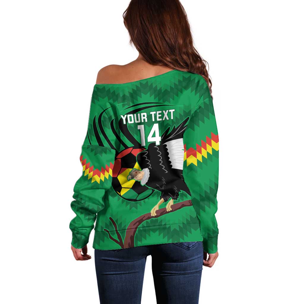 Custom Bolivia Football Off Shoulder Sweater Andean Condor Vamo La Verde