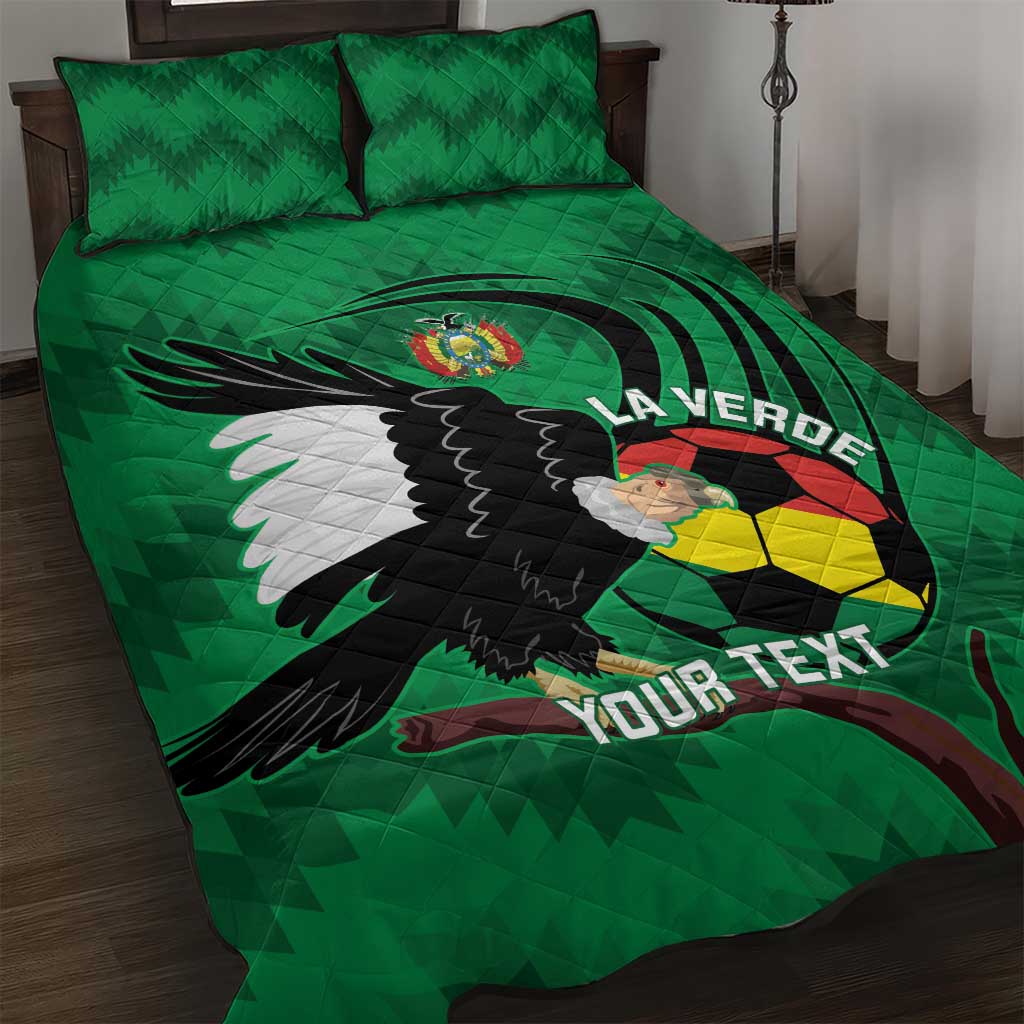Custom Bolivia Football Quilt Bed Set Andean Condor Vamo La Verde