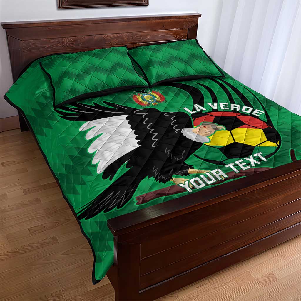 Custom Bolivia Football Quilt Bed Set Andean Condor Vamo La Verde