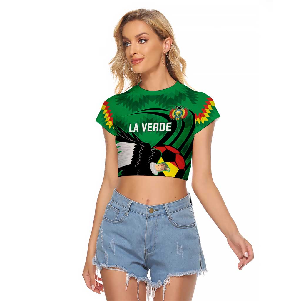 Custom Bolivia Football Raglan Cropped T Shirt Andean Condor Vamo La Verde
