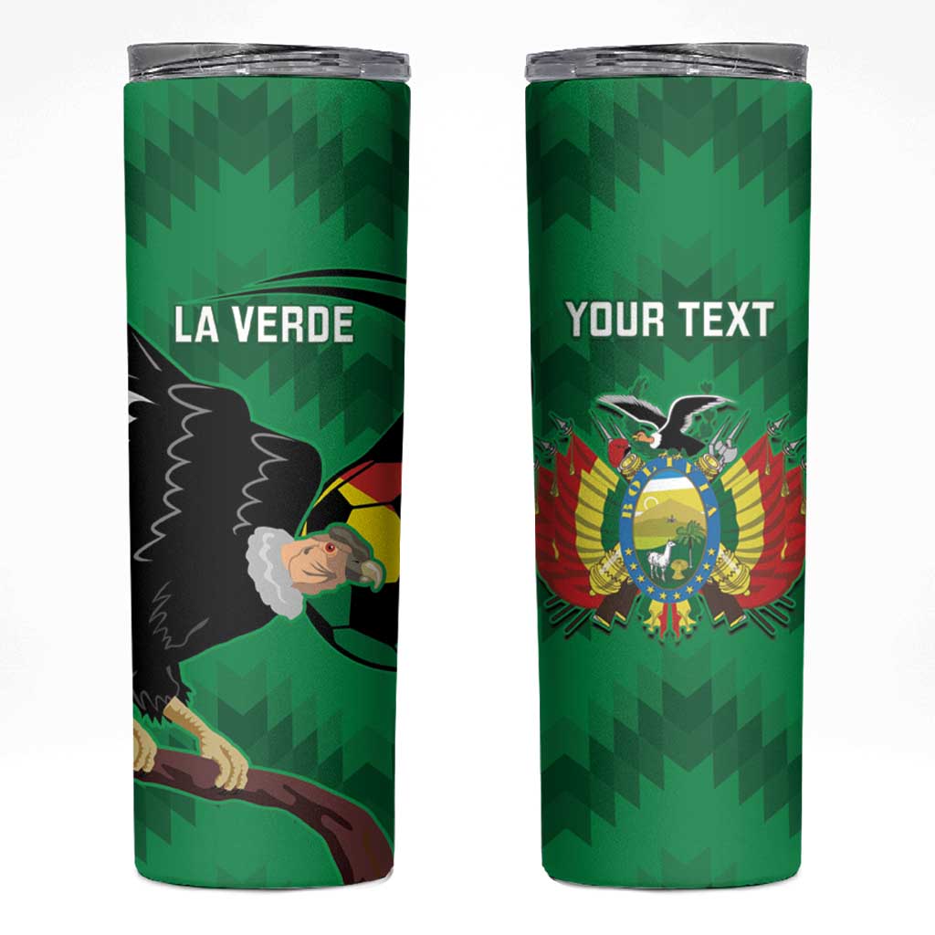 Custom Bolivia Football Skinny Tumbler Andean Condor Vamo La Verde