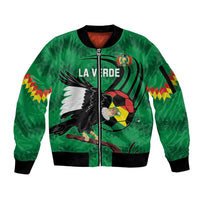 Custom Bolivia Football Sleeve Zip Bomber Jacket Andean Condor Vamo La Verde