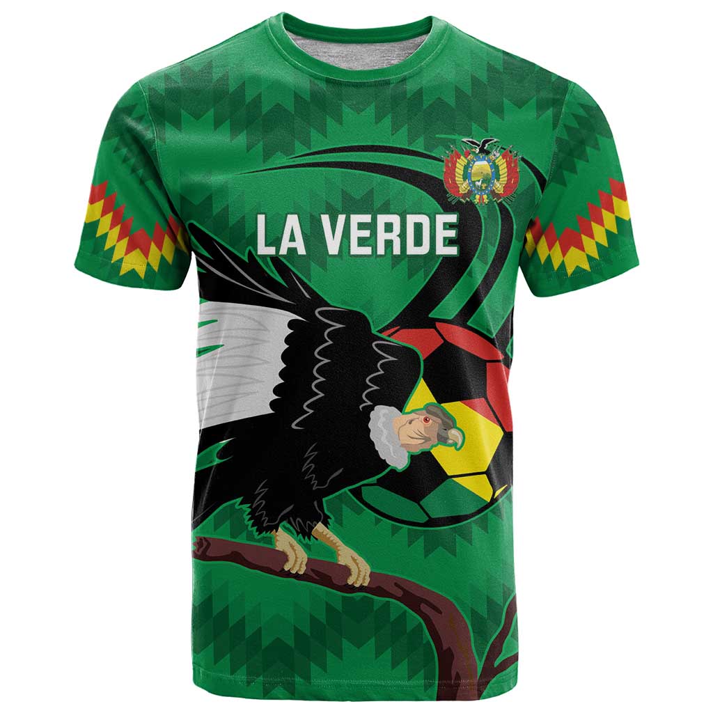Custom Bolivia Football T Shirt Andean Condor Vamo La Verde