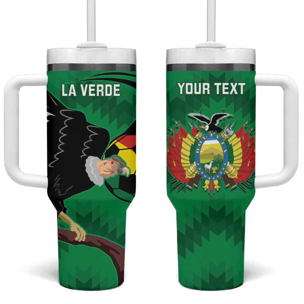 Custom Bolivia Football Tumbler With Handle Andean Condor Vamo La Verde
