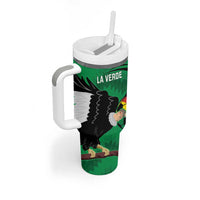 Custom Bolivia Football Tumbler With Handle Andean Condor Vamo La Verde