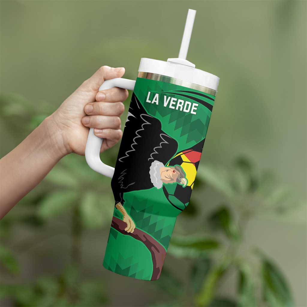 Custom Bolivia Football Tumbler With Handle Andean Condor Vamo La Verde