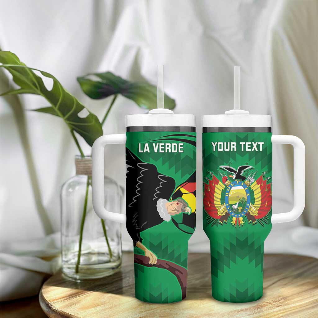 Custom Bolivia Football Tumbler With Handle Andean Condor Vamo La Verde