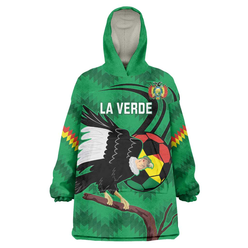 Custom Bolivia Football Wearable Blanket Hoodie Andean Condor Vamo La Verde