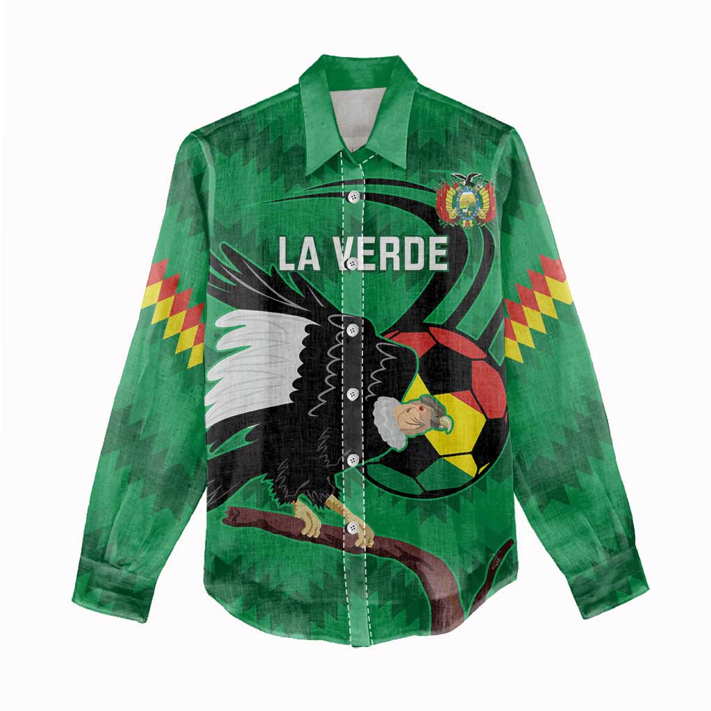 Custom Bolivia Football Women Casual Shirt Andean Condor Vamo La Verde