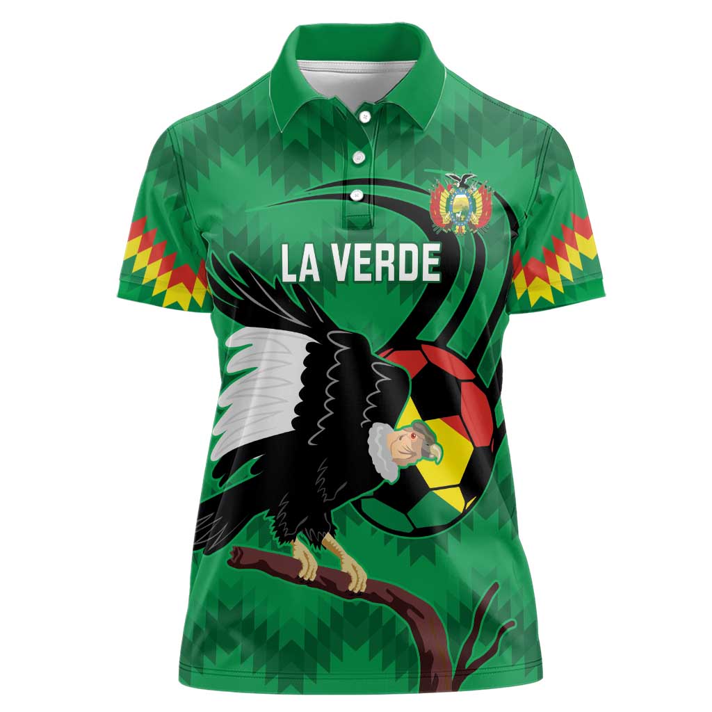 Custom Bolivia Football Women Polo Shirt Andean Condor Vamo La Verde