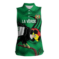Custom Bolivia Football Women Sleeveless Polo Shirt Andean Condor Vamo La Verde