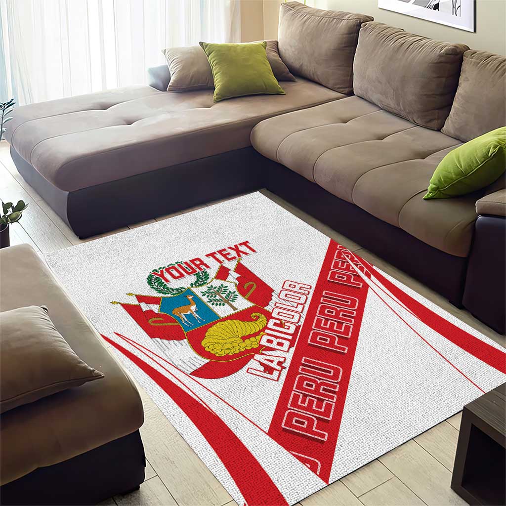 Custom Peru Football Area Rug La Bicolor Coat Of Arms Style