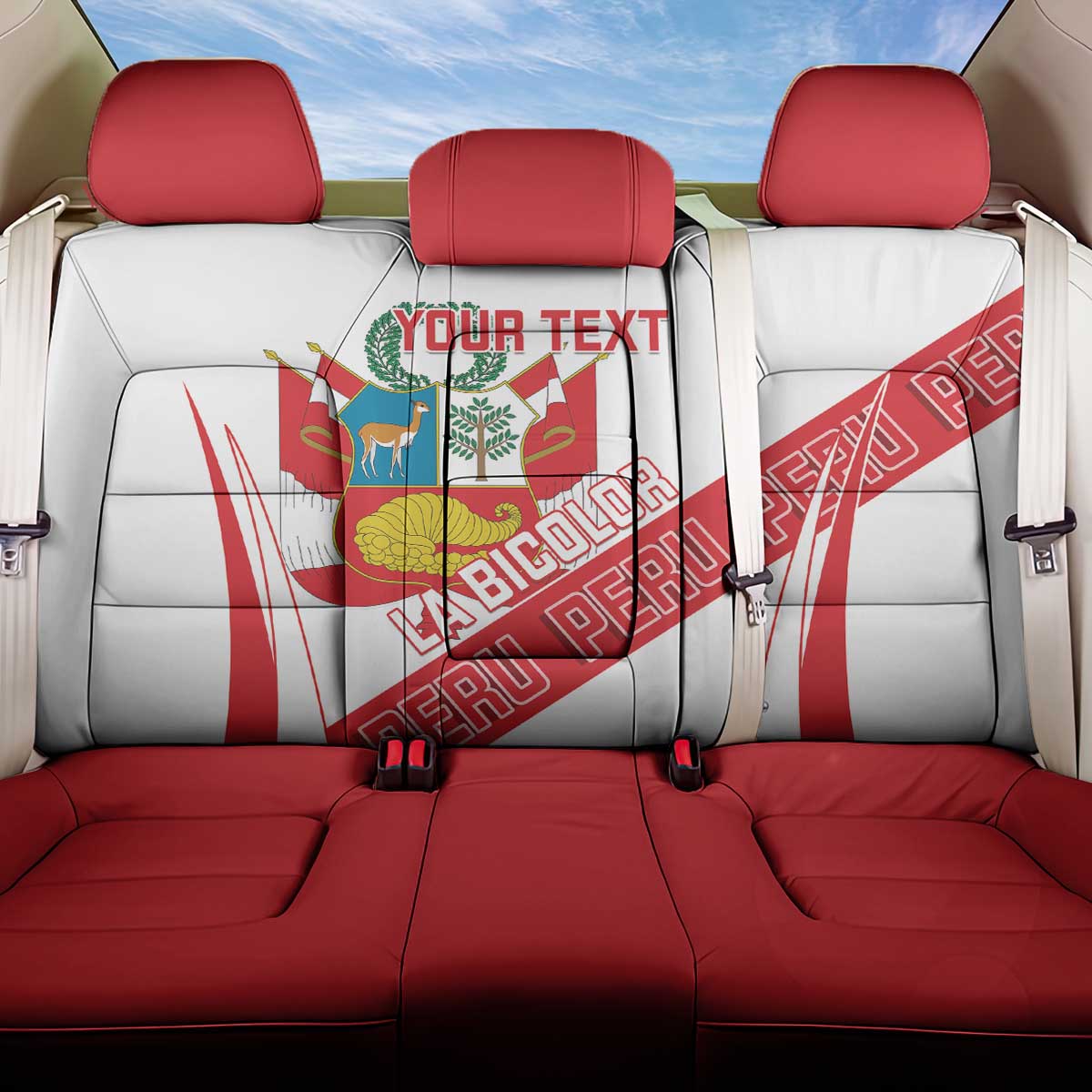Custom Peru Football Back Car Seat Cover La Bicolor Coat Of Arms Style