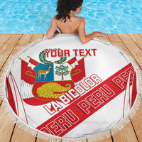 Custom Peru Football Beach Blanket La Bicolor Coat Of Arms Style