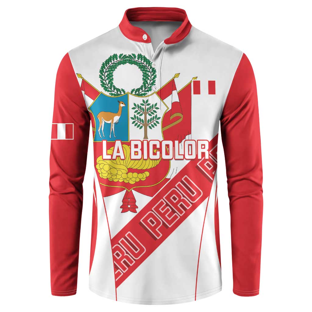 Custom Peru Football Button Sweatshirt La Bicolor Coat Of Arms Style