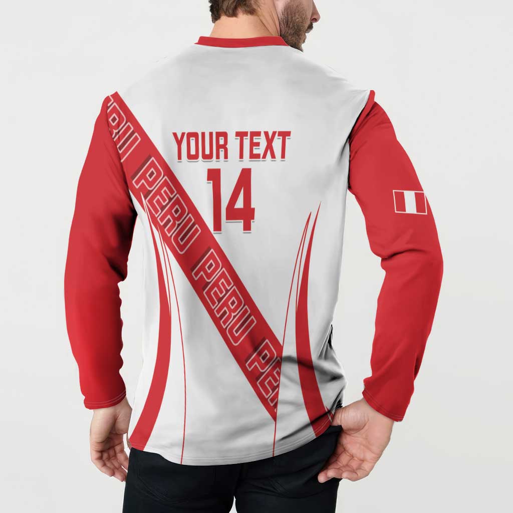 Custom Peru Football Button Sweatshirt La Bicolor Coat Of Arms Style