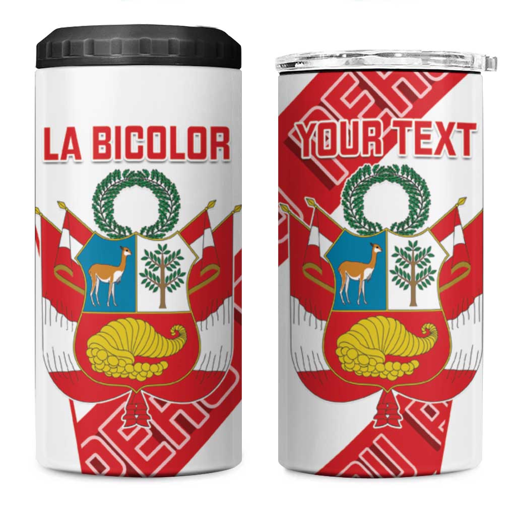 Custom Peru Football 4 in 1 Can Cooler Tumbler La Bicolor Coat Of Arms Style