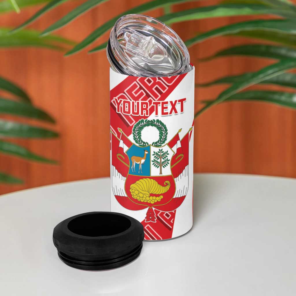 Custom Peru Football 4 in 1 Can Cooler Tumbler La Bicolor Coat Of Arms Style