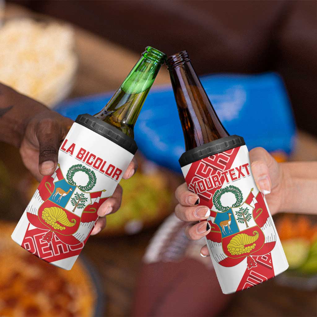 Custom Peru Football 4 in 1 Can Cooler Tumbler La Bicolor Coat Of Arms Style