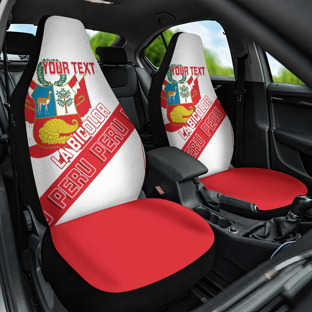Custom Peru Football Car Seat Cover La Bicolor Coat Of Arms Style