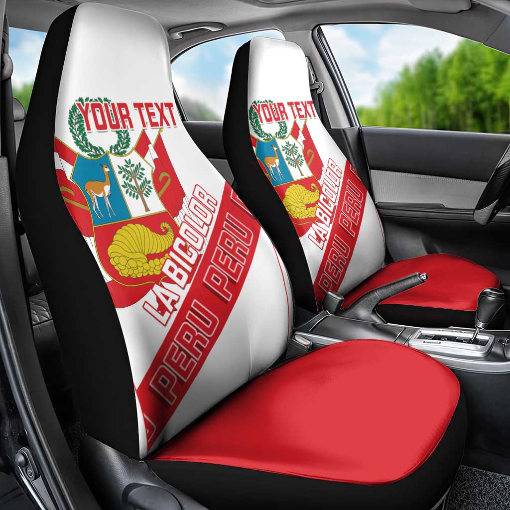 Custom Peru Football Car Seat Cover La Bicolor Coat Of Arms Style