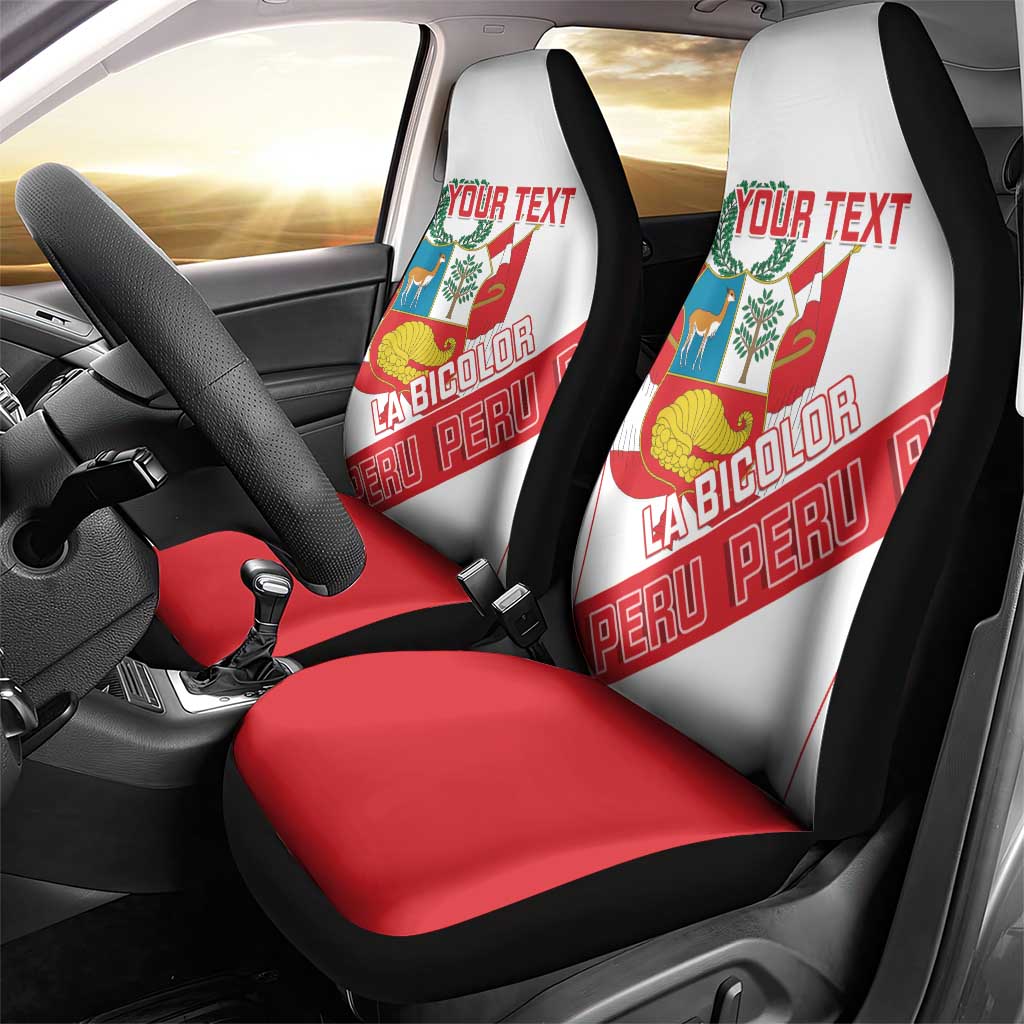 Custom Peru Football Car Seat Cover La Bicolor Coat Of Arms Style