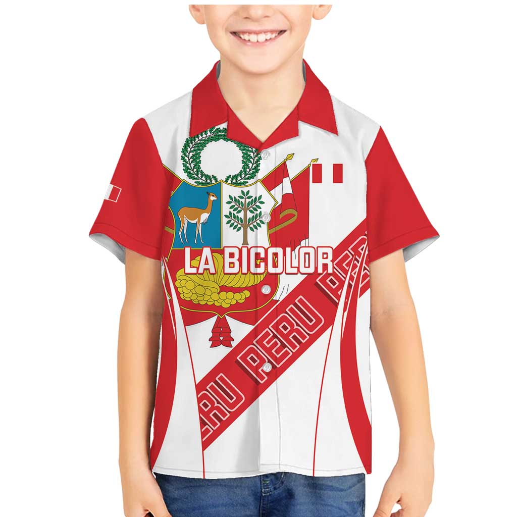 Custom Peru Football Family Matching Mermaid Dress and Hawaiian Shirt La Bicolor Coat Of Arms Style