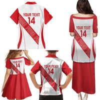 Custom Peru Football Family Matching Puletasi and Hawaiian Shirt La Bicolor Coat Of Arms Style