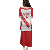 Custom Peru Football Family Matching Puletasi and Hawaiian Shirt La Bicolor Coat Of Arms Style