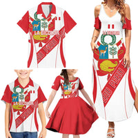 Custom Peru Football Family Matching Summer Maxi Dress and Hawaiian Shirt La Bicolor Coat Of Arms Style