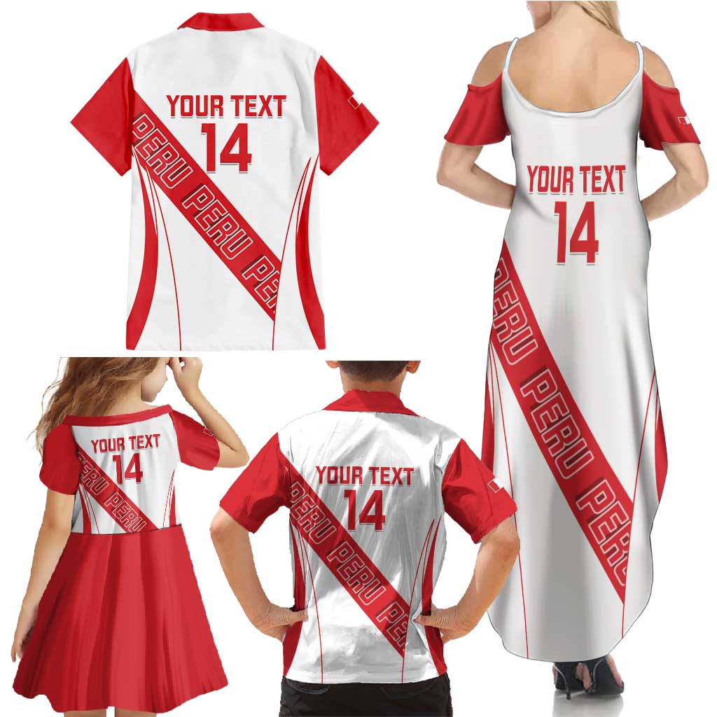 Custom Peru Football Family Matching Summer Maxi Dress and Hawaiian Shirt La Bicolor Coat Of Arms Style