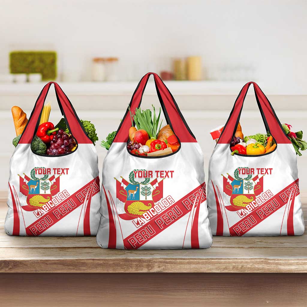 Custom Peru Football Grocery Bag La Bicolor Coat Of Arms Style