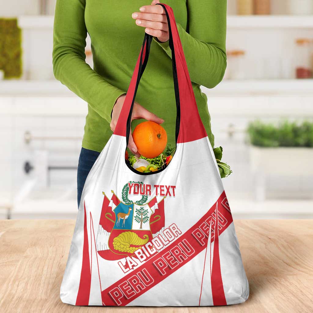 Custom Peru Football Grocery Bag La Bicolor Coat Of Arms Style