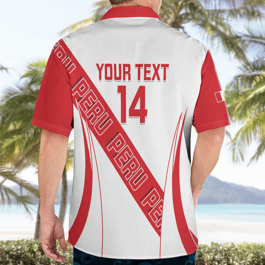 Custom Peru Football Hawaiian Shirt La Bicolor Coat Of Arms Style