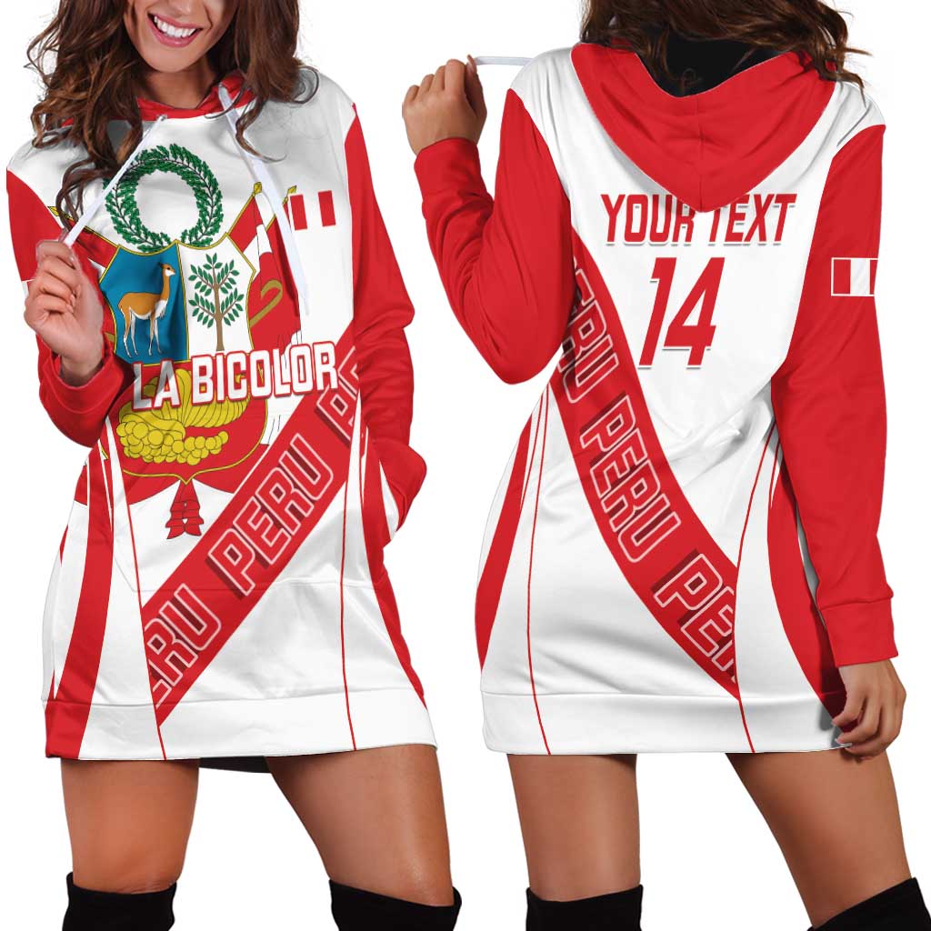 Custom Peru Football Hoodie Dress La Bicolor Coat Of Arms Style